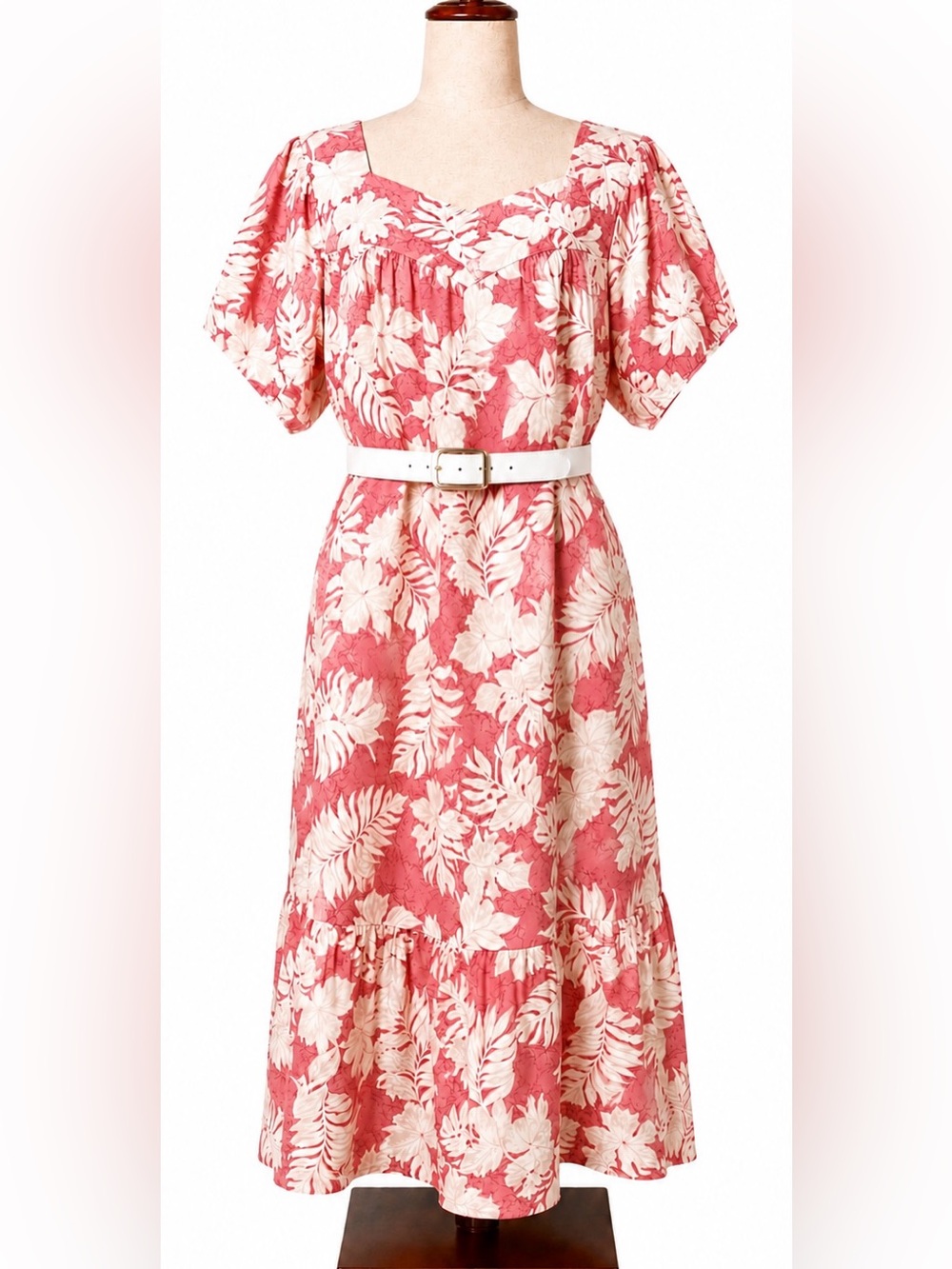 Vintage Royal Creations Hawaiian Floral Pink and white Midi House Dress- XXL-